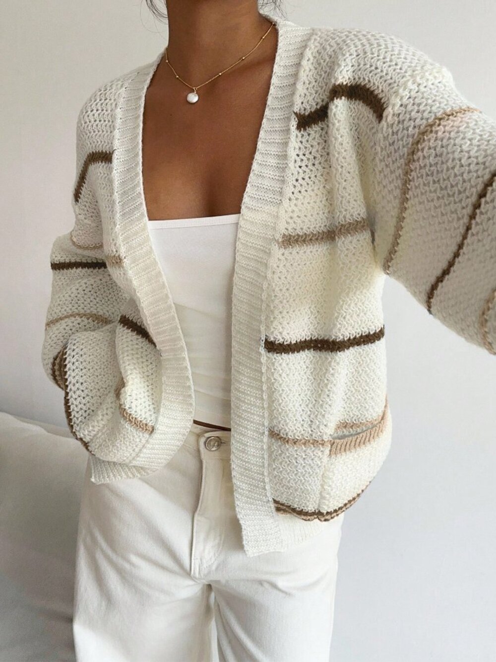 Multicolor Casual Women's Striped Pattern Cardigan - Picture 1 of 7
